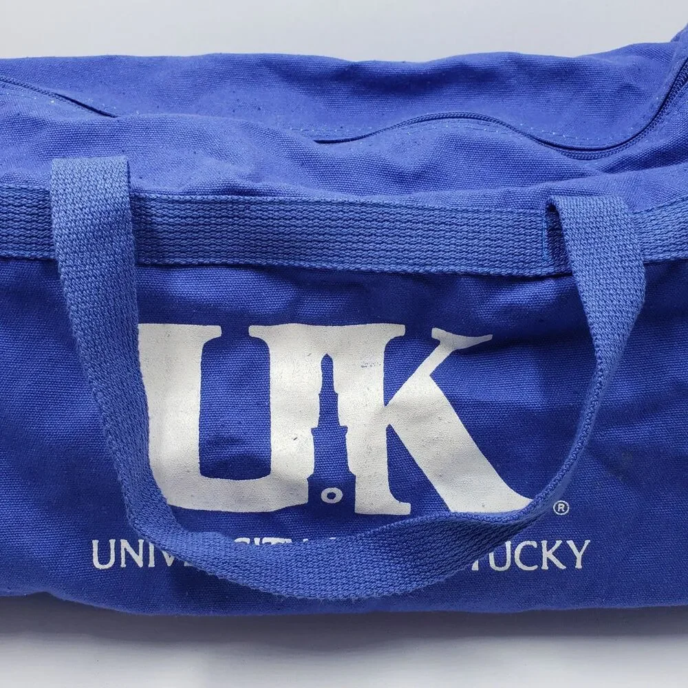 Vintage University of Kentucky Blue Barrel Duffel Bag UK Wildcats College Travel